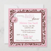 Cheetah Girl Invitation Square Pink C Kaart (Achterkant)
