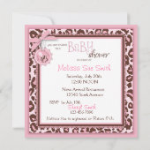 Cheetah Girl Invitation Square Pink D Kaart (Achterkant)