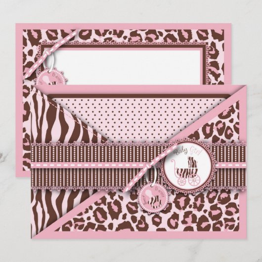 Cheetah Girl Roze kaart (Voorkant / Achterkant)