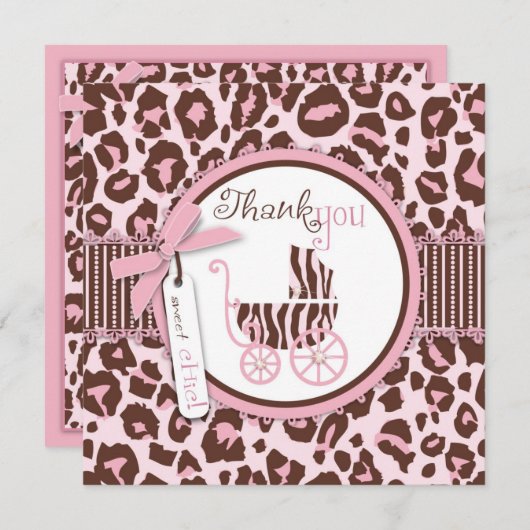 Cheetah Girl TY Square Pink B Bedankkaart (Voorkant / Achterkant)