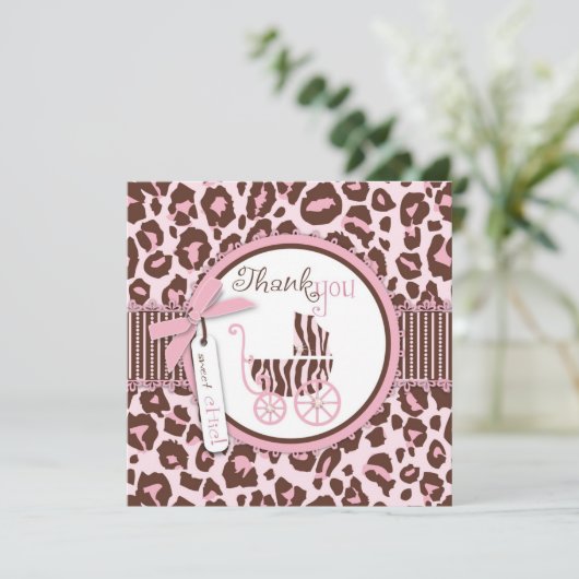 Cheetah Girl TY Square Pink B Bedankkaart (Staand voorkant)
