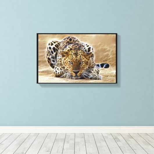 cheetah gloeiend verpakt canvas afdruk (Insitu (Houten vloer))