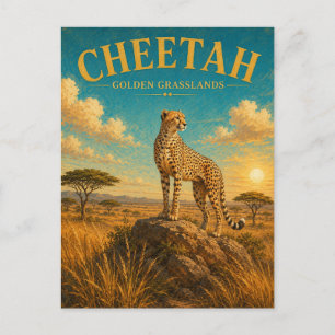Cheetah Gouden Graslanden Aquarel GeoSaga Briefkaart