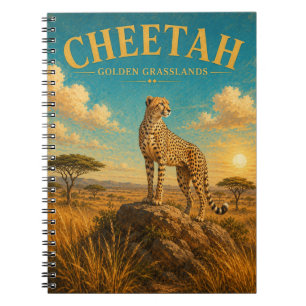 Cheetah Gouden Graslanden Waterverf GeoSaga Notitieboek