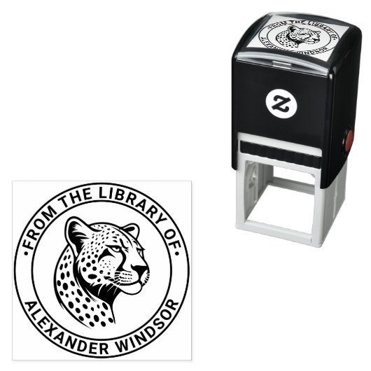 Cheetah Head #1 Bibliotheek Boeknaam Zelfinktende Stempel (In situ)