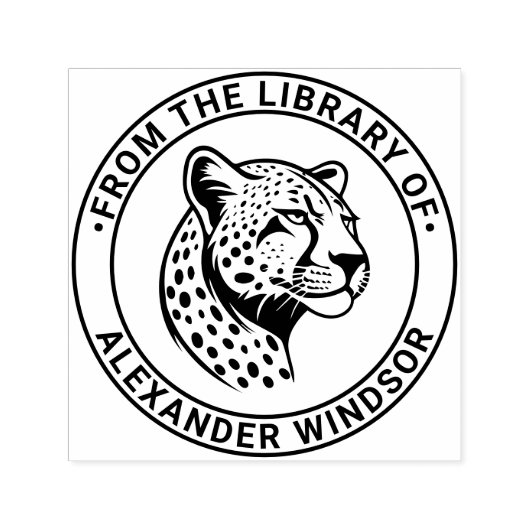Cheetah Head #1 Bibliotheek Boeknaam Zelfinktende Stempel (Design)