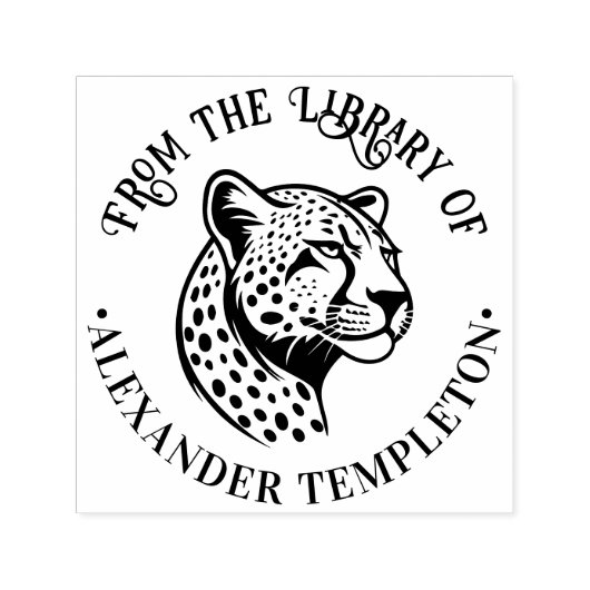 Cheetah Head #1P Library Boeknaam Zelfinktende Stempel (Design)