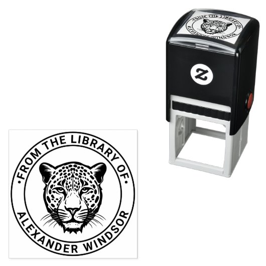 Cheetah Head #2 Bibliotheek Boeknaam Zelfinktende Stempel (In situ)