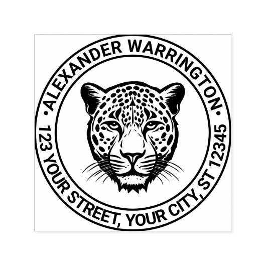 Cheetah Head #2 Naam Retouradres Zelfinktende Stempel (Design)