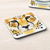 cheetah head close-up illustratie bier onderzetter (Linkerzijde)