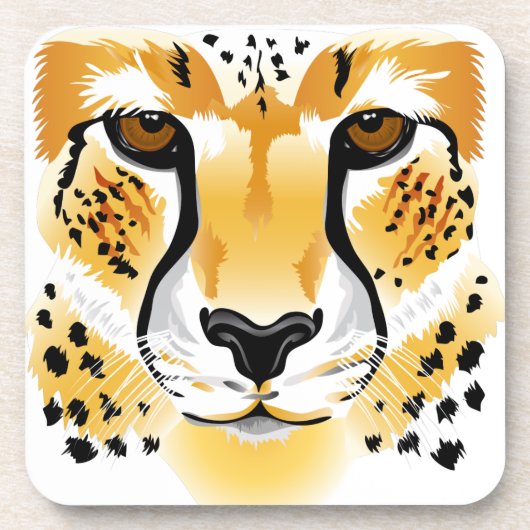 cheetah head close-up illustratie bier onderzetter (Voorkant)