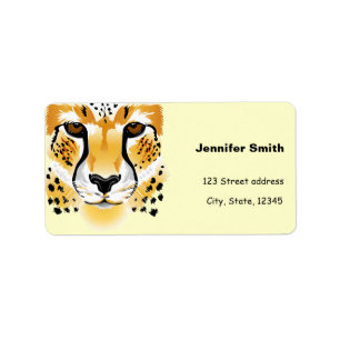 cheetah head close-up illustratie etiket