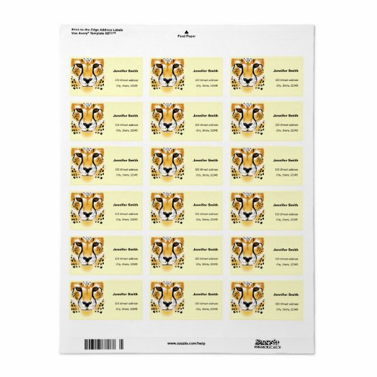 cheetah head close-up illustratie etiket (Full Sheet)