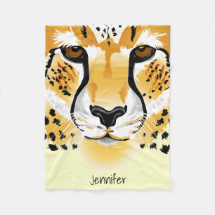 cheetah head close-up illustratie fleece deken