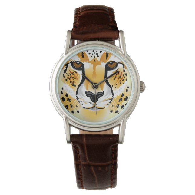 cheetah head close-up illustratie horloge (Voorkant)