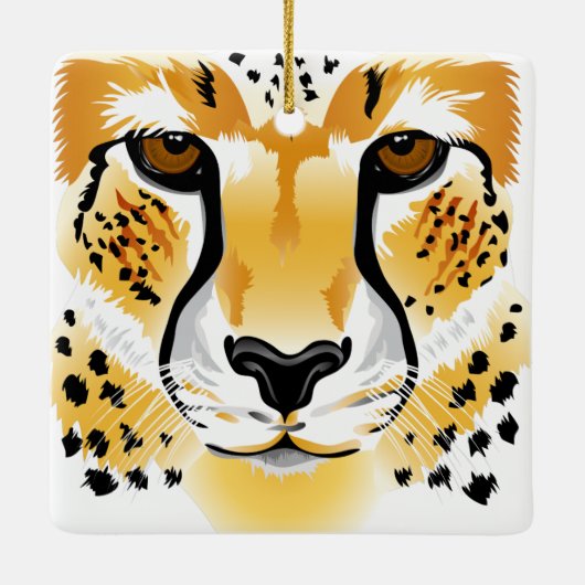 cheetah head close-up illustratie keramisch ornament (Achterkant)