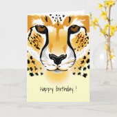Cheetah Head Close-up Illustratie Verjaardag Kaart (Gele Bloem)