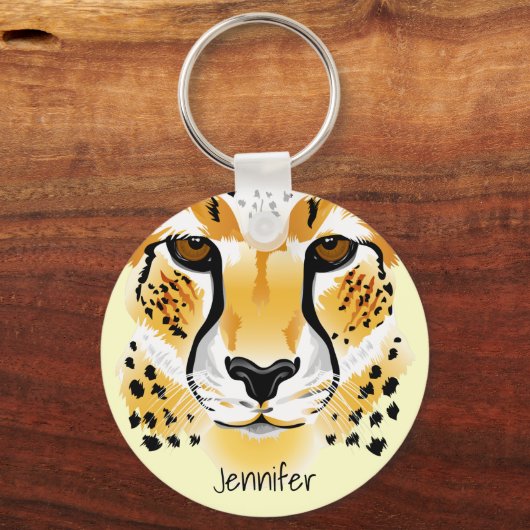 cheetah head close-up illustratienaam sleutelhanger (Voorkant)