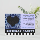Cheetah Heart Birthday Party - Blue Kaart (Staand voorkant)