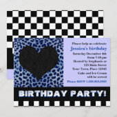 Cheetah Heart Birthday Party - Blue Kaart (Voorkant / Achterkant)