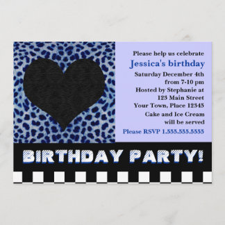 Cheetah Heart Birthday Party - Blue Kaart
