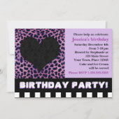 Cheetah Heart Birthday Party - Paars Kaart (Voorkant)