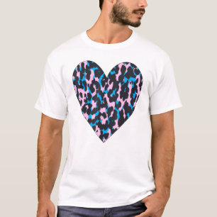 Cheetah Heart Leopard Print Magic Love Symbol Blac T-shirt