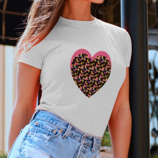 Cheetah Heart Pink Black T-shirt