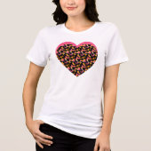 Cheetah Heart Pink Black Tri-Blend Shirt (Voorkant)