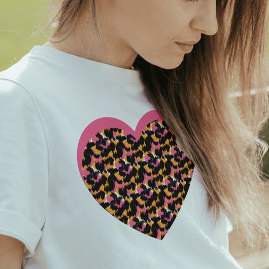 Cheetah Heart Pink Black Tri-Blend Shirt