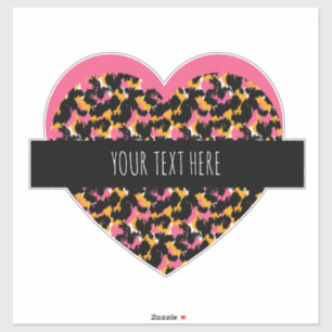 Cheetah Heart Pink Text Car Sticker