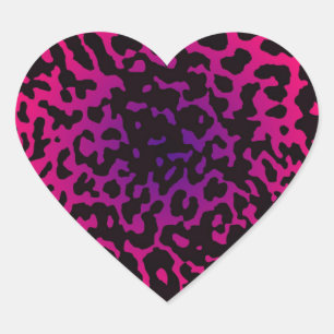Cheetah Heart Roze Paarse Hart Sticker