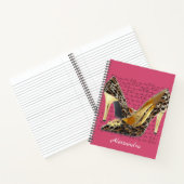Cheetah Heels Fancy Gold Shoes Roze Notitieboek (Binnen)