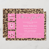 Cheetah - Het is een meisje! - Uitnodiging tot Bab (Voorkant / Achterkant)