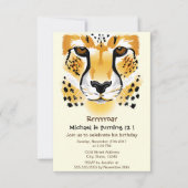 Cheetah hoofd close-up illustratie verjaardagsfees kaart (Voorkant)