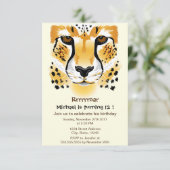 Cheetah hoofd close-up illustratie verjaardagsfees kaart (Staand voorkant)