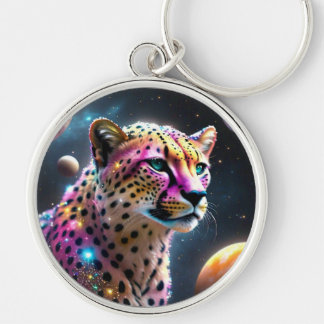 Cheetah in de ruimte Sleutelhanger