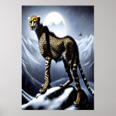 Cheetah in de sneeuwberg | AI Art Poster (Voorkant)