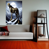 Cheetah in de sneeuwberg | AI Art Poster