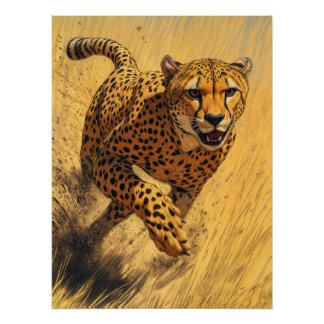 Cheetah in de sprint perfect poster