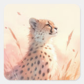 Cheetah in de wind van Natuur Vierkante Sticker (Voorkant)