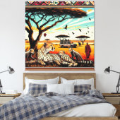 Cheetah in het Serengeti Canvas Wall lijst (Insitu (Slaapkamer))