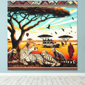 Cheetah in het Serengeti Canvas Wall lijst (Insitu (Houten vloer))