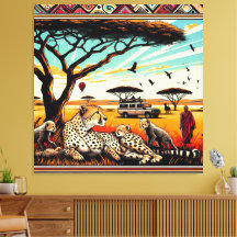 Cheetah in het Serengeti Canvas Wall lijst