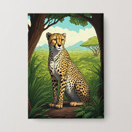 Cheetah in Lush Forest Button