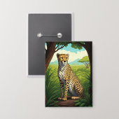 Cheetah in Lush Forest Button (Voorkant / Achterkant)