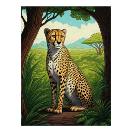 Cheetah in Lush Forest Perfect Poster