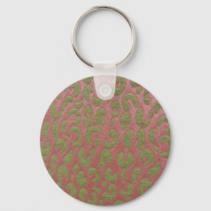 Cheetah in roze en groen sleutelhanger
