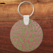 Cheetah in roze en groen sleutelhanger (Voorkant)