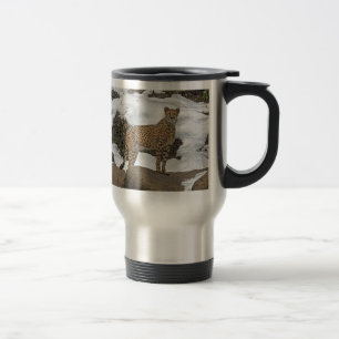 Cheetah in Snow Travel Mug Reisbeker